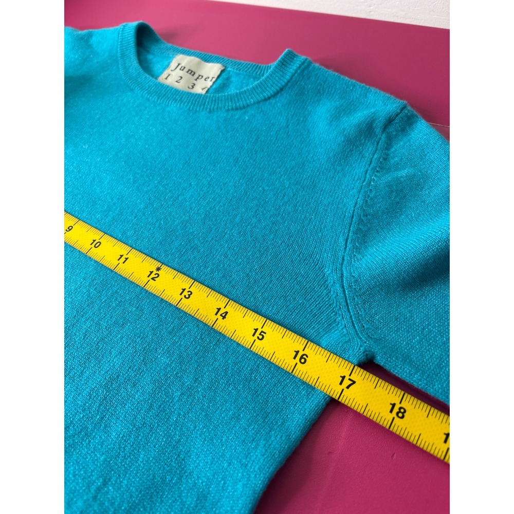 Jumper 1234 Womens 100% Cashmere Crewneck Sweater Turquoise Size 1/XS Old Money - Picture 6 of 9